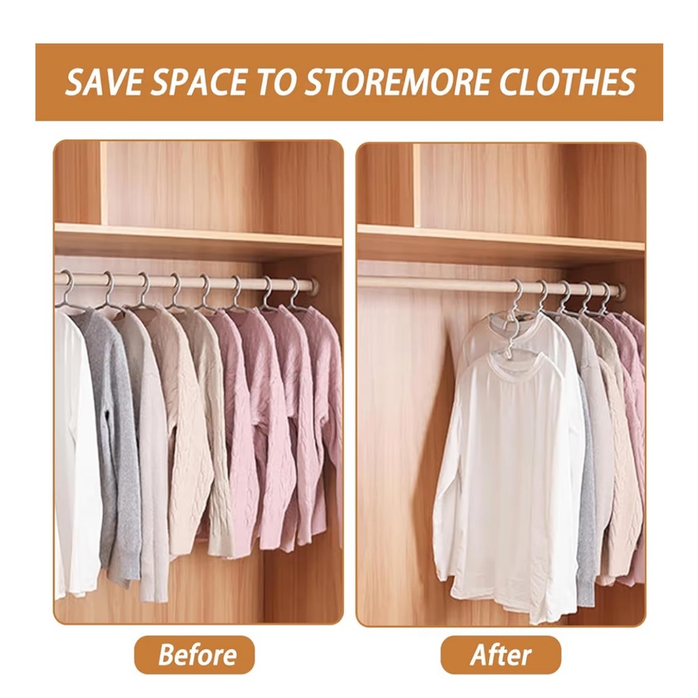 SPACE SAVING CASCADING HANGER HOOK FOR CLOTHES AND USE W/PLASTIC HANGERS AMT: 50 - Picture 6 of 8